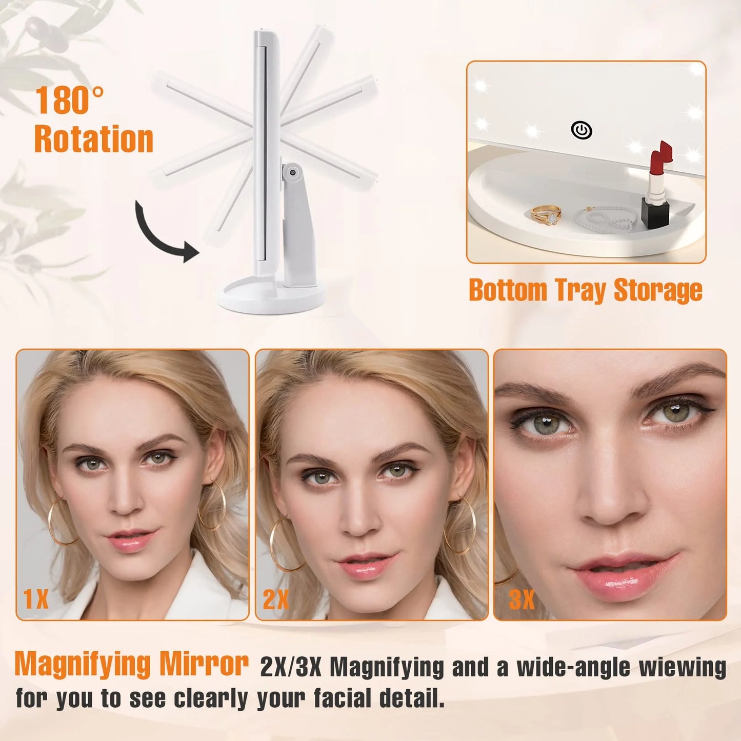 FUNTOUCH Trifold Portable Vanity Makeup Mirror