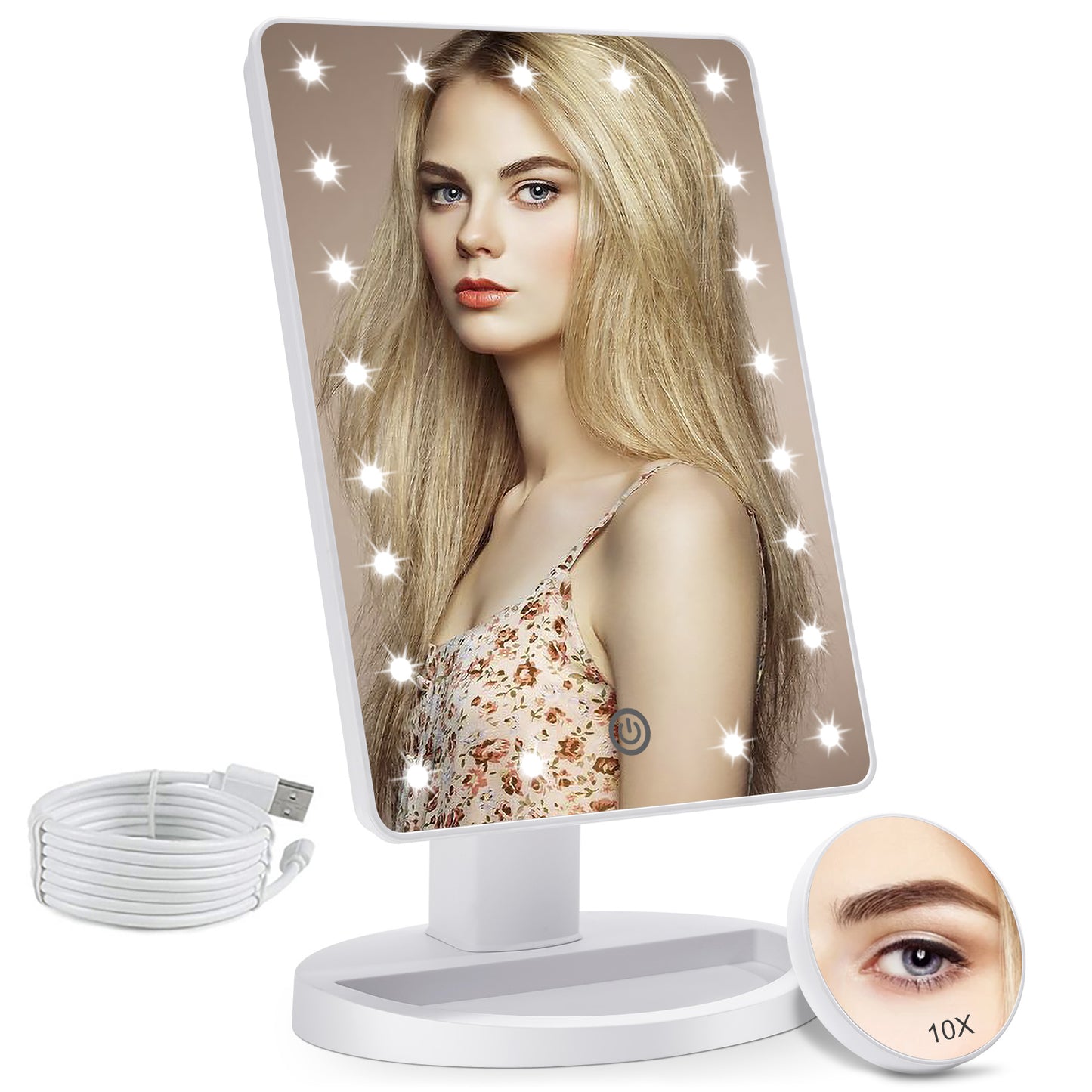 FUNTOUCH Lighted Makeup Mirror with 10X Magnification, Adjustable Beauty Vanity Mirror