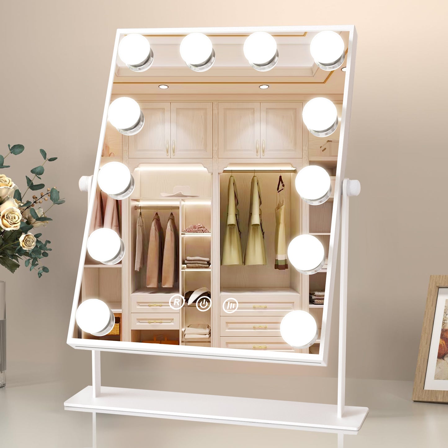 FUNTOUCH Hollywood Lighted Beauty Vanity Makeup Mirror with 12 Dimmable Bulbs & 3 Color Modes