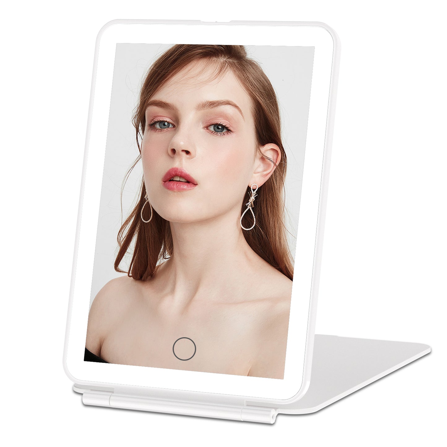 FUNTOUCH Portable LED Lighted Makeup Mirror, Dimmable Touch Control, Foldable Travel Vanity Mirror
