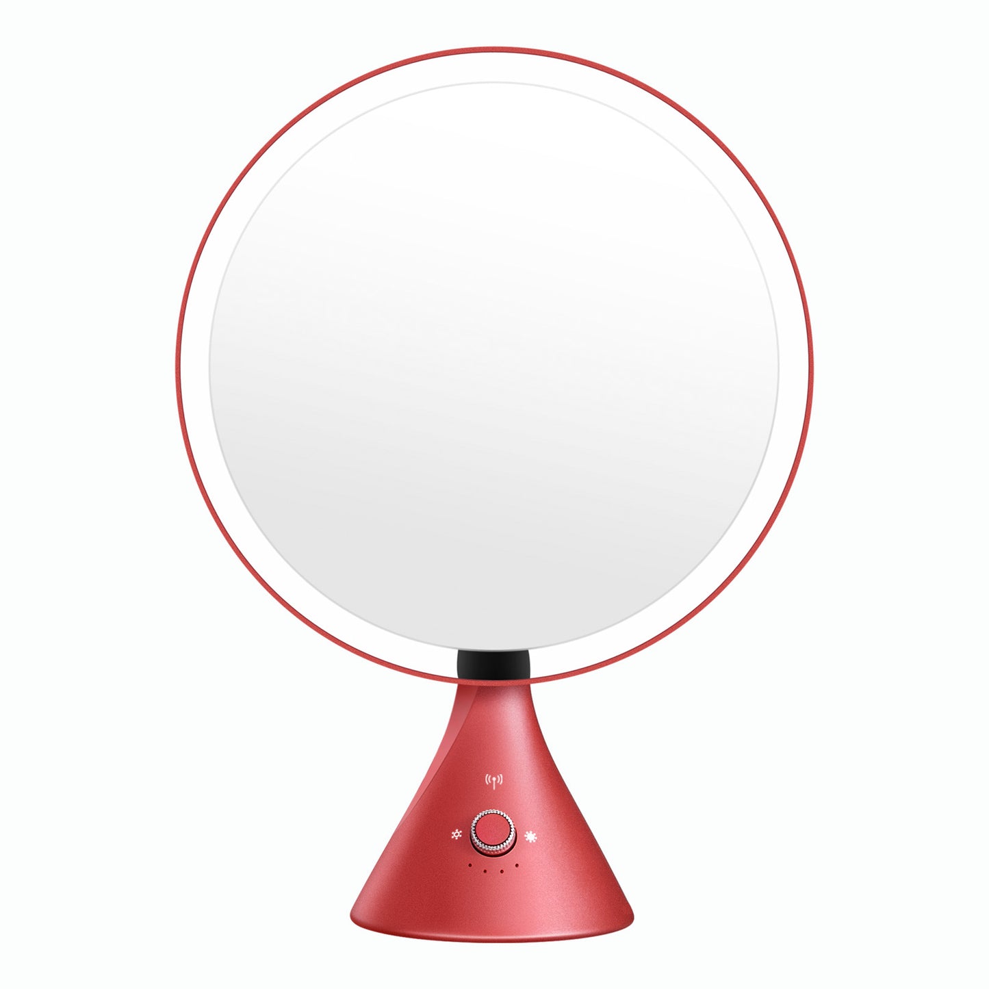 9" Round Sensor Freestanding Makeup Mirror with Lighted, x1 Magnification, Adjustable Knob, Memory Function, Red