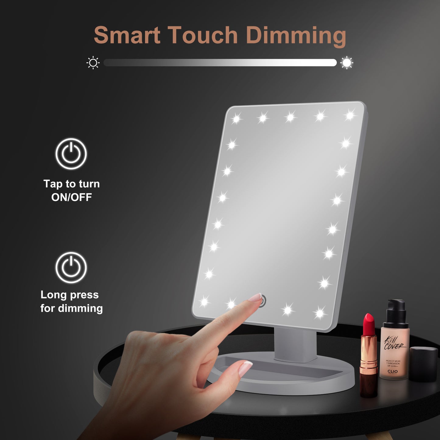 FUNTOUCH Lighted Makeup Mirror with 10X Magnification, Adjustable Beauty Vanity Mirror