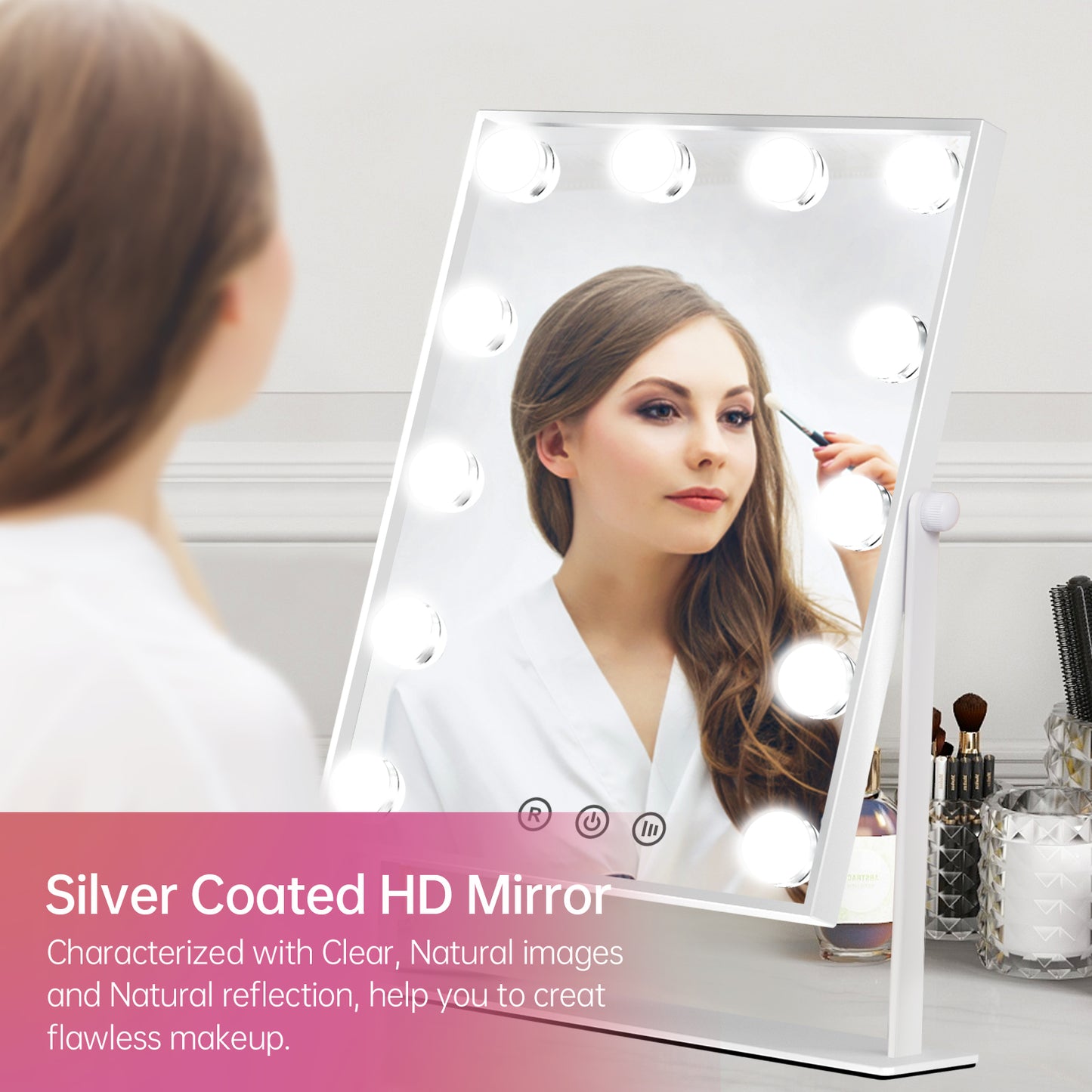 FUNTOUCH Hollywood Lighted Beauty Vanity Makeup Mirror with 12 Dimmable Bulbs & 3 Color Modes