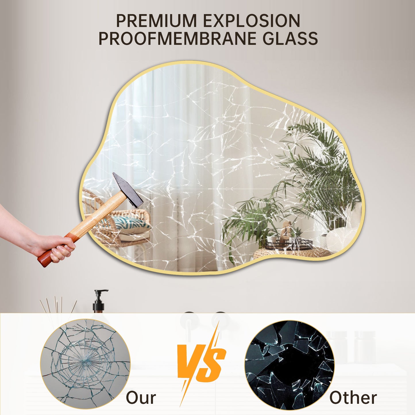 Funtouch Irregular Wall Mirrors Cloud Shaped Mirrors for Bathroom, Aluminum Alloy Frame