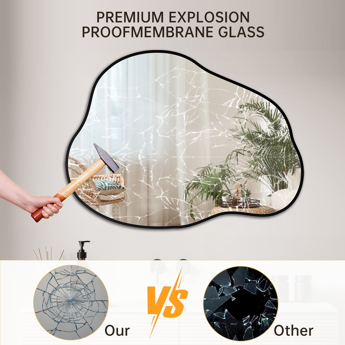 Funtouch Irregular Wall Mirrors Cloud Shaped Mirrors for Bathroom, Aluminum Alloy Frame