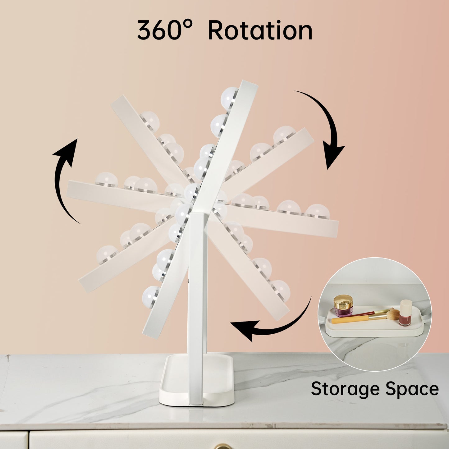 FUNTOUCH Hollywood Vanity Makeup Mirror with 12 Bulbs & 3 Colors Lighting, 16.14"x11.81" Tabletop Mirror, Smart Touch Control & 360° Rotatio