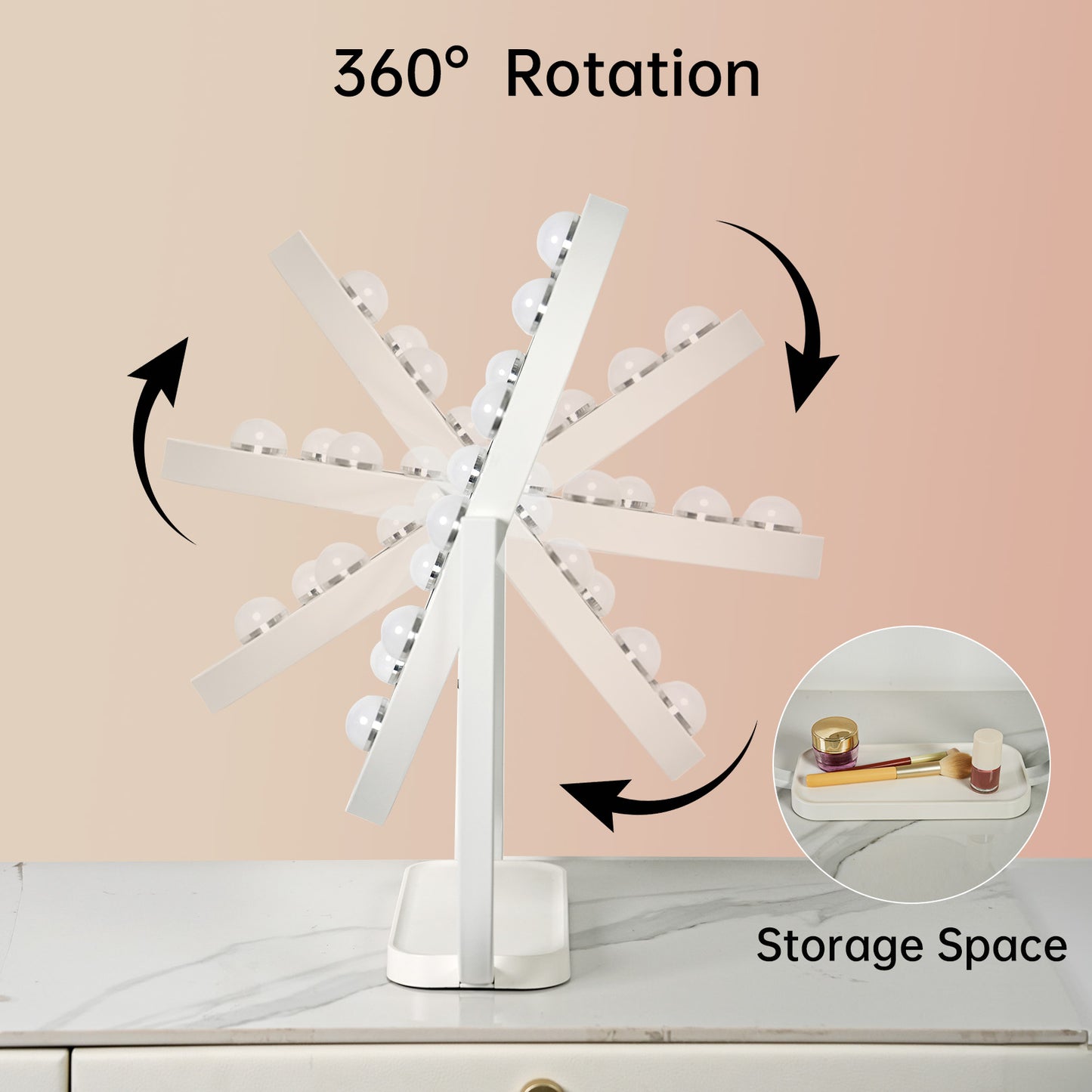FUNTOUCH Arched Hollywood Vanity Makeup Mirror with Lights 12 Dimmable Bulbs White