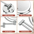 Funtouch 8" Round Alloy Steel Wall Mounted Bathroom Makeup Mirror w/ Plug-in AC Cord, Double Sided, Lighted 1X/10X Magnification, Silver
