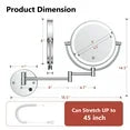 Funtouch 8" Round Alloy Steel Wall Mounted Bathroom Makeup Mirror w/ Plug-in AC Cord, Double Sided, Lighted 1X/10X Magnification, Silver