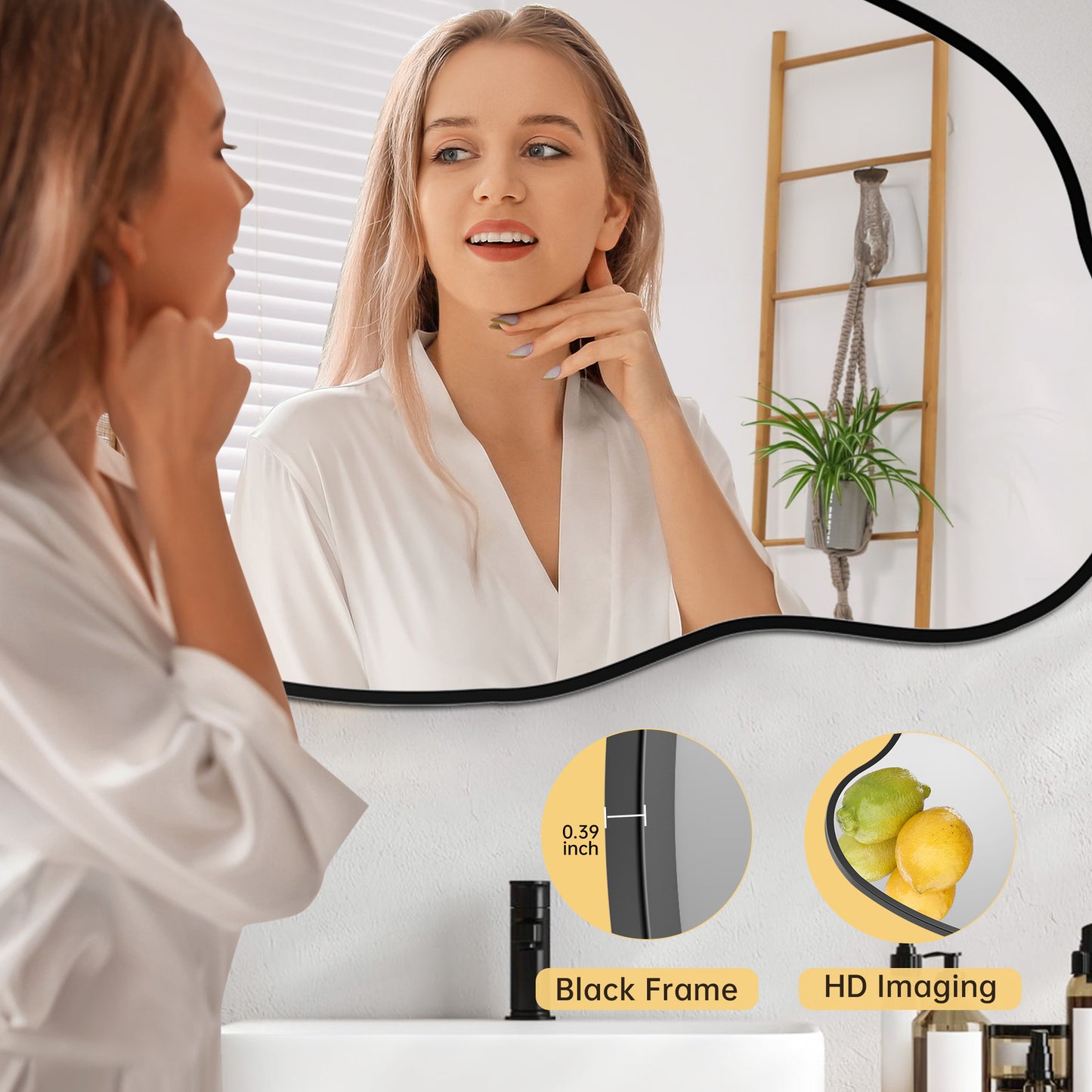 Funtouch Irregular Wall Mirrors Cloud Shaped Mirrors for Bathroom, Aluminum Alloy Frame