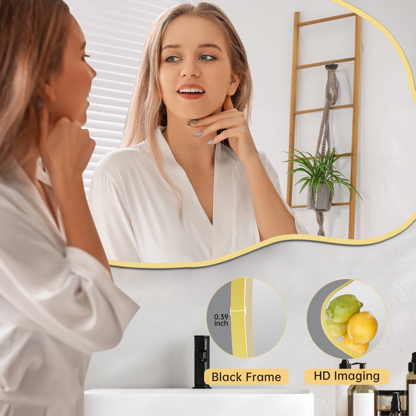 Funtouch Irregular Wall Mirrors Cloud Shaped Mirrors for Bathroom, Aluminum Alloy Frame