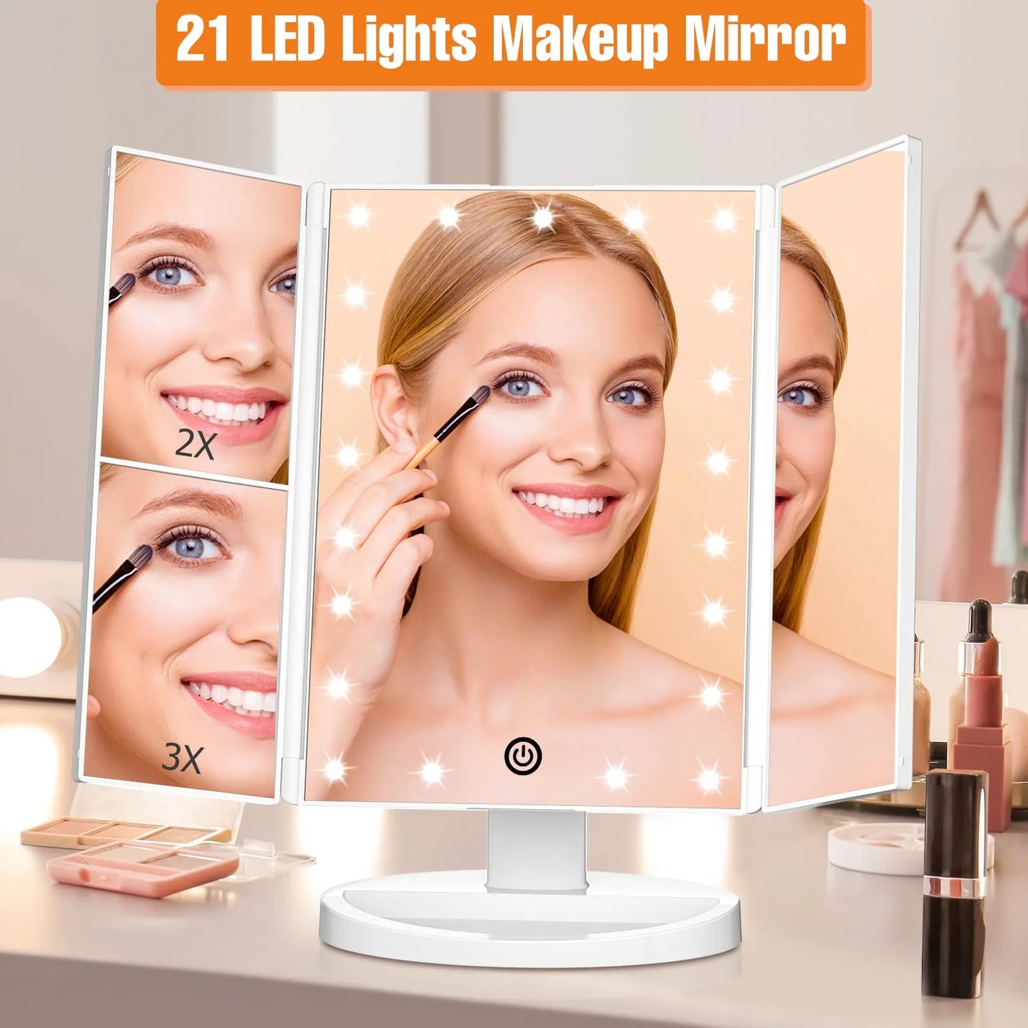 FUNTOUCH Trifold Portable Vanity Makeup Mirror