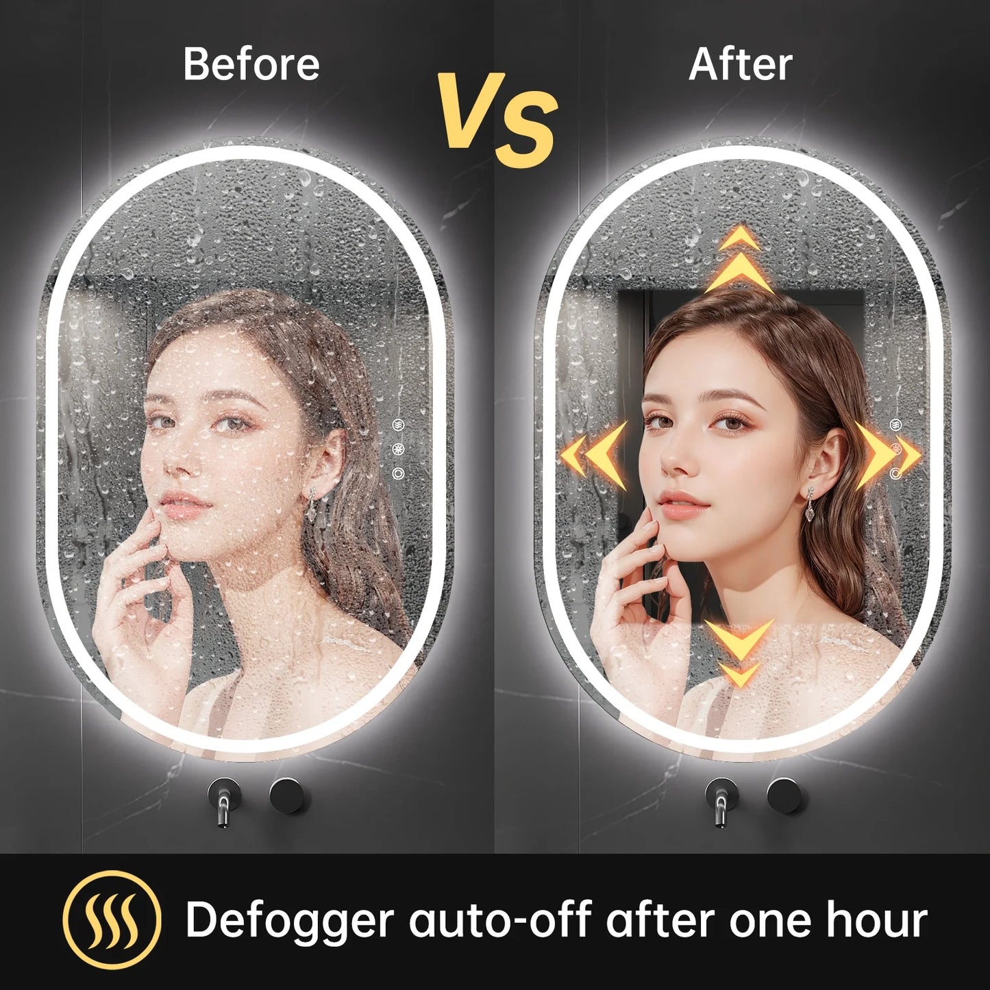 Funtouch Oval LED Bathroom Mirror with Lights, Anti Fog LED Bathroom Mirror,Dimmable, Front and Backlit, 3 Colors, Memory, Shatterproof