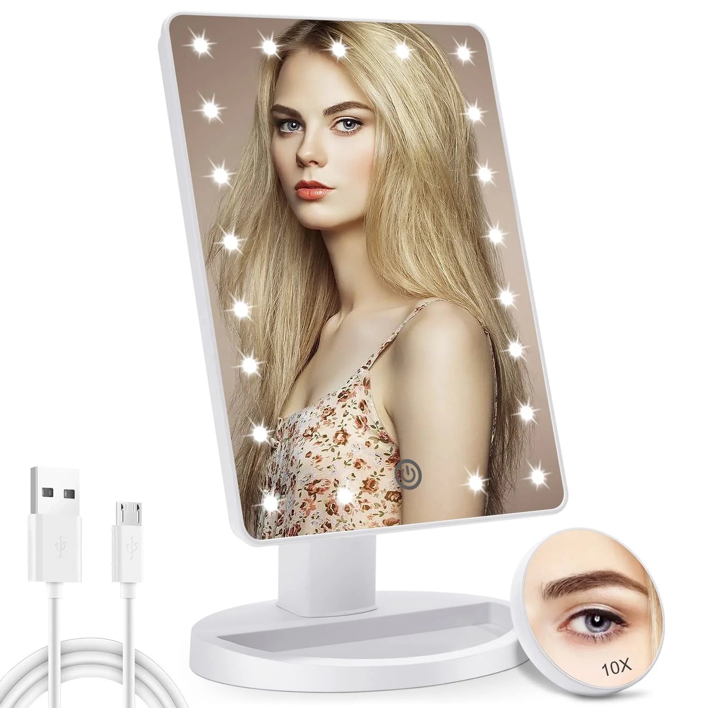 FUNTOUCH Lighted Vanity Makeup Mirror with 10X Magnifying Mirror