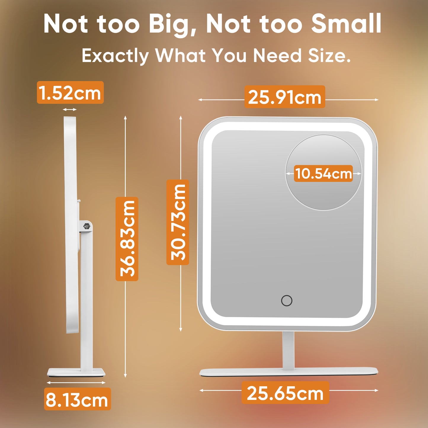 Funtouch Large Lighted Desk Makeup Mirror, Rechargeable 4500mAh Vanity Mirror with 10x Magnifying Mirror, 3 Color Lighting, 360° Rotation, White