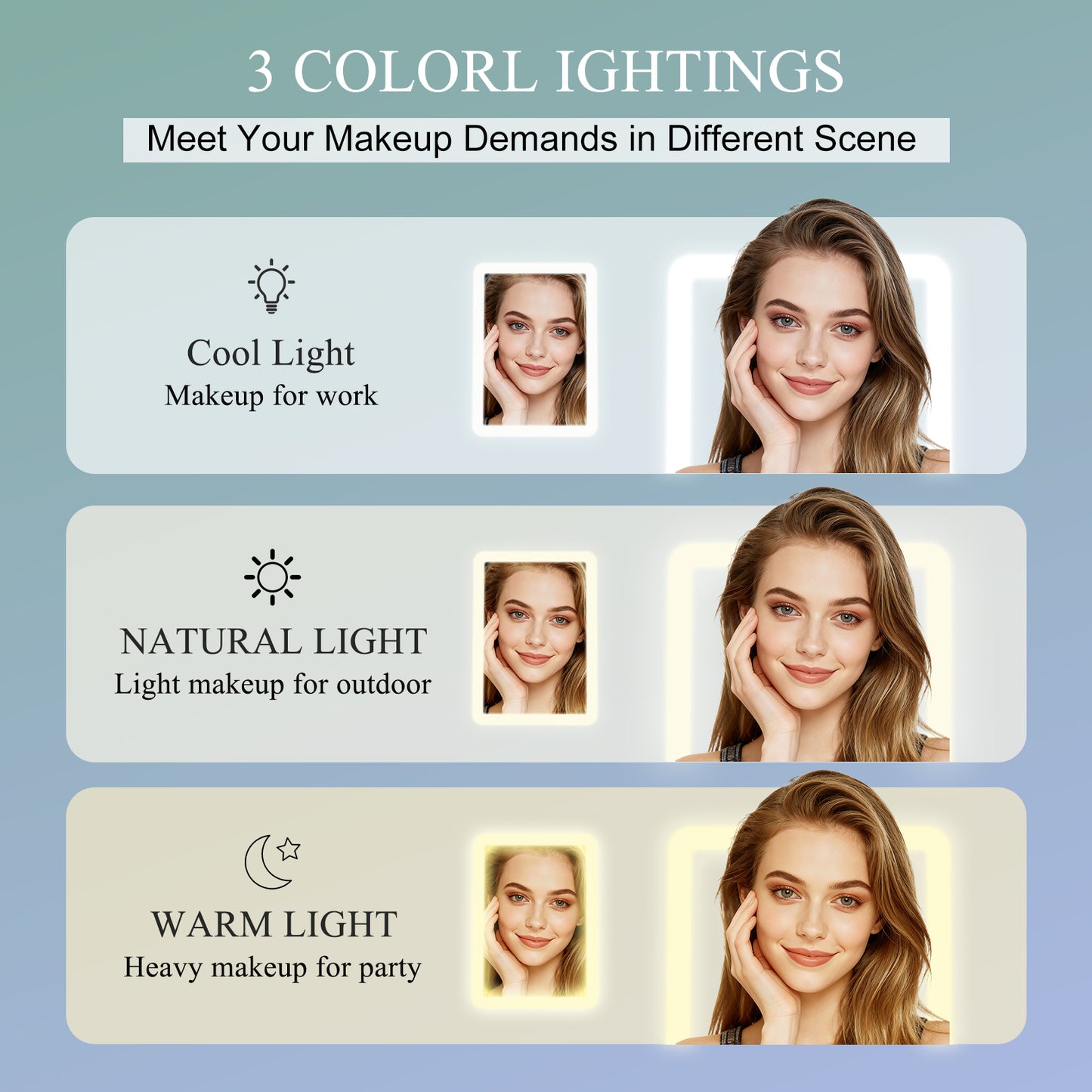 FUNTOUCH Portable LED Lighted Makeup Mirror