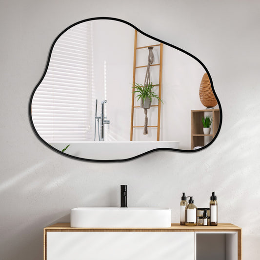 Funtouch Irregular Wall Mirrors Cloud Shaped Mirrors for Bathroom, Aluminum Alloy Frame