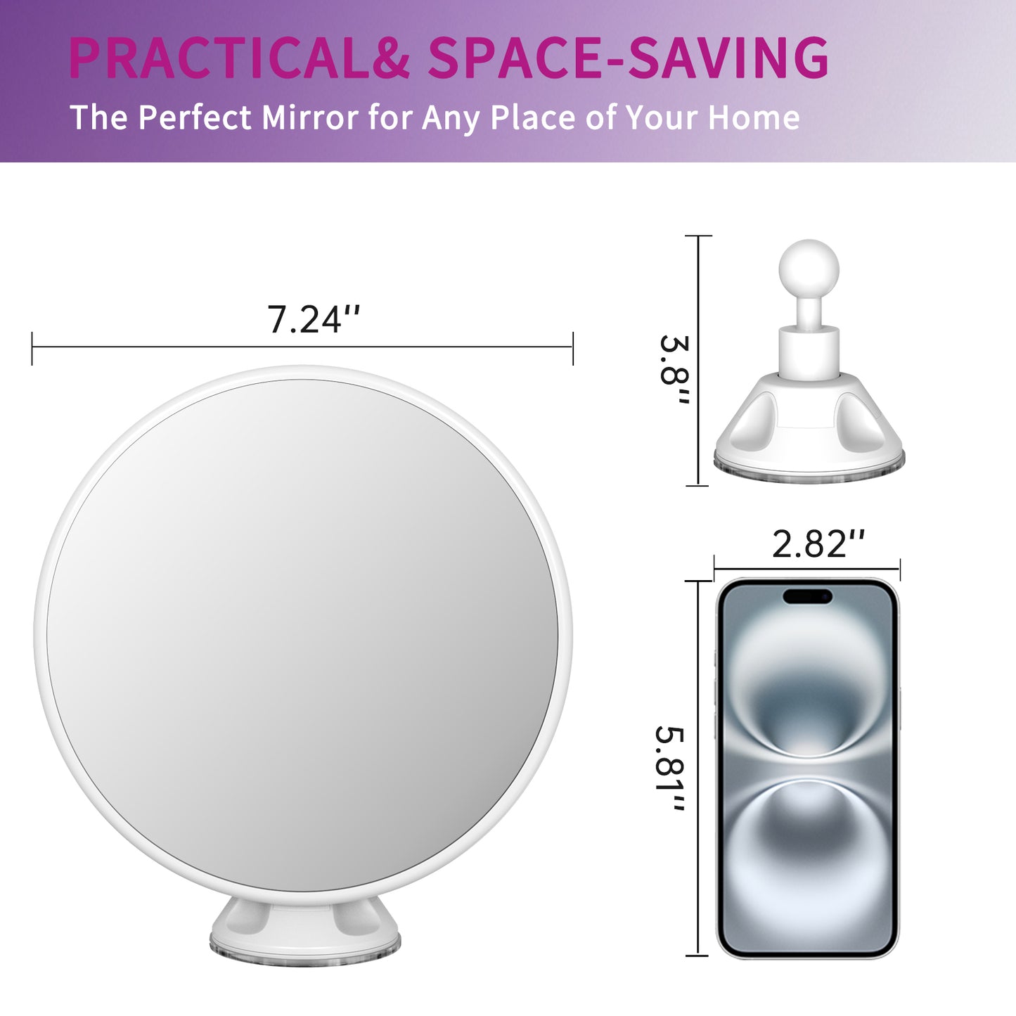 FUNTOUCH 20x Magnifying Makeup Mirror with 360° Rotation, Powerful Locking Suction Cup Vanity Mirror