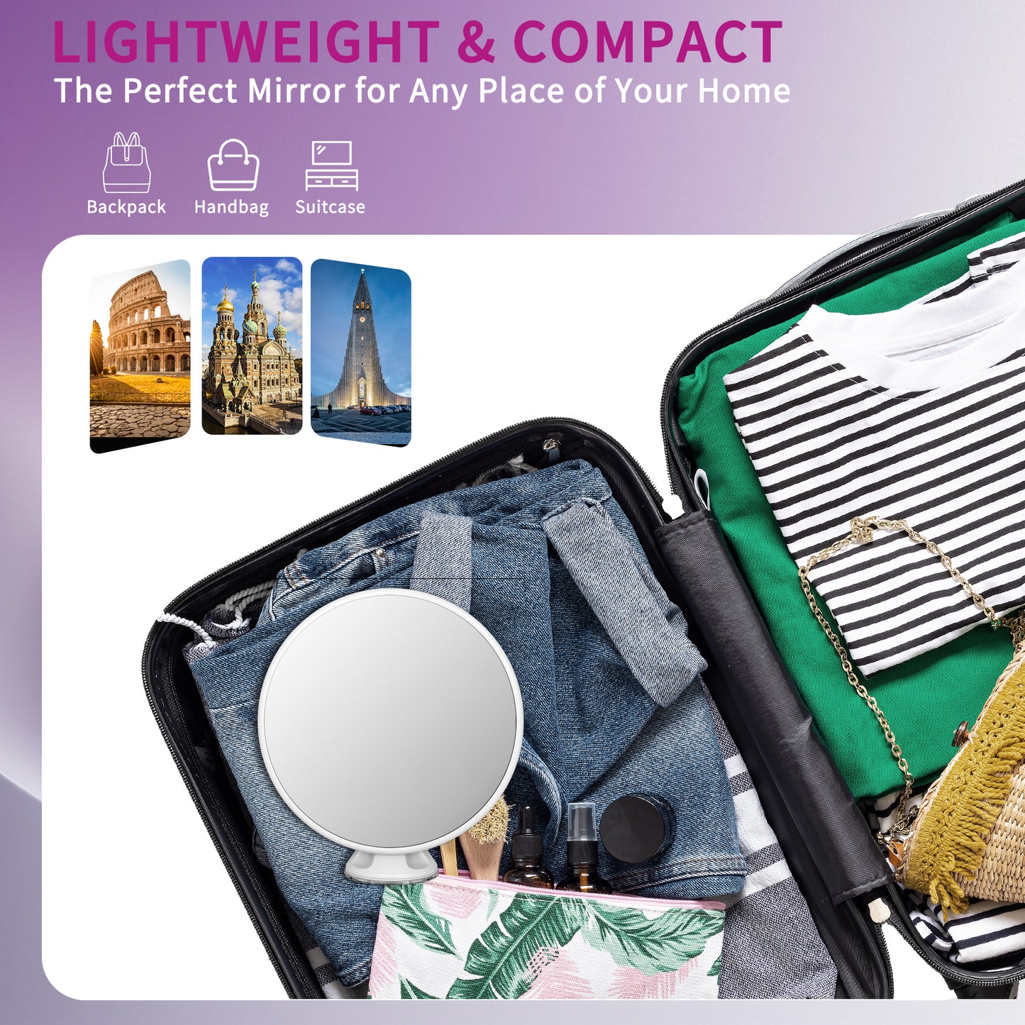 FUNTOUCH 20x Magnifying Makeup Mirror with 360° Rotation, Powerful Locking Suction Cup Vanity Mirror