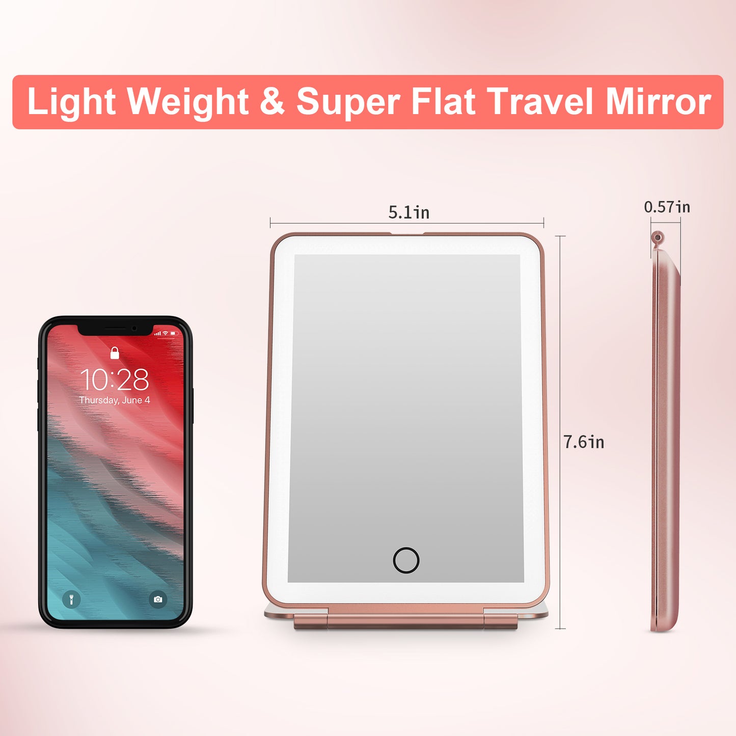 FUNTOUCH Portable LED Lighted Makeup Mirror