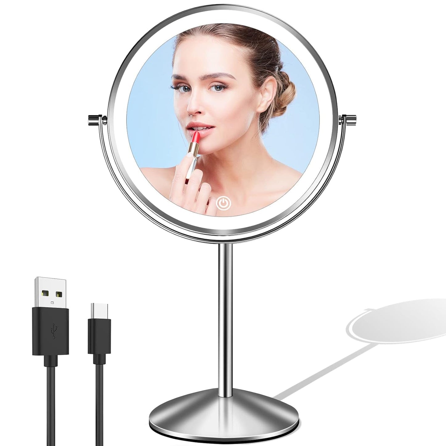 Funtouch Round LED 1x10x Magnifying Lighted Makeup Mirror