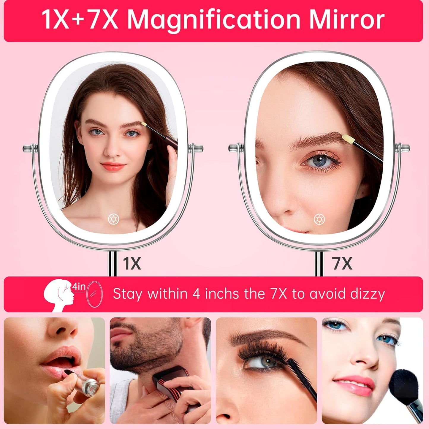 Funtouch 1X/7X Magnifying Makeup Mirror