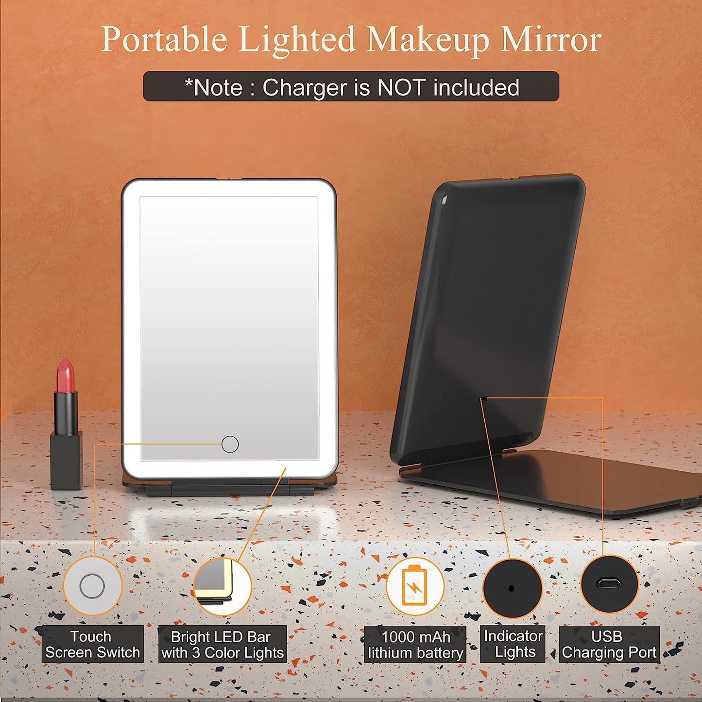 FUNTOUCH Portable LED Lighted Makeup Mirror