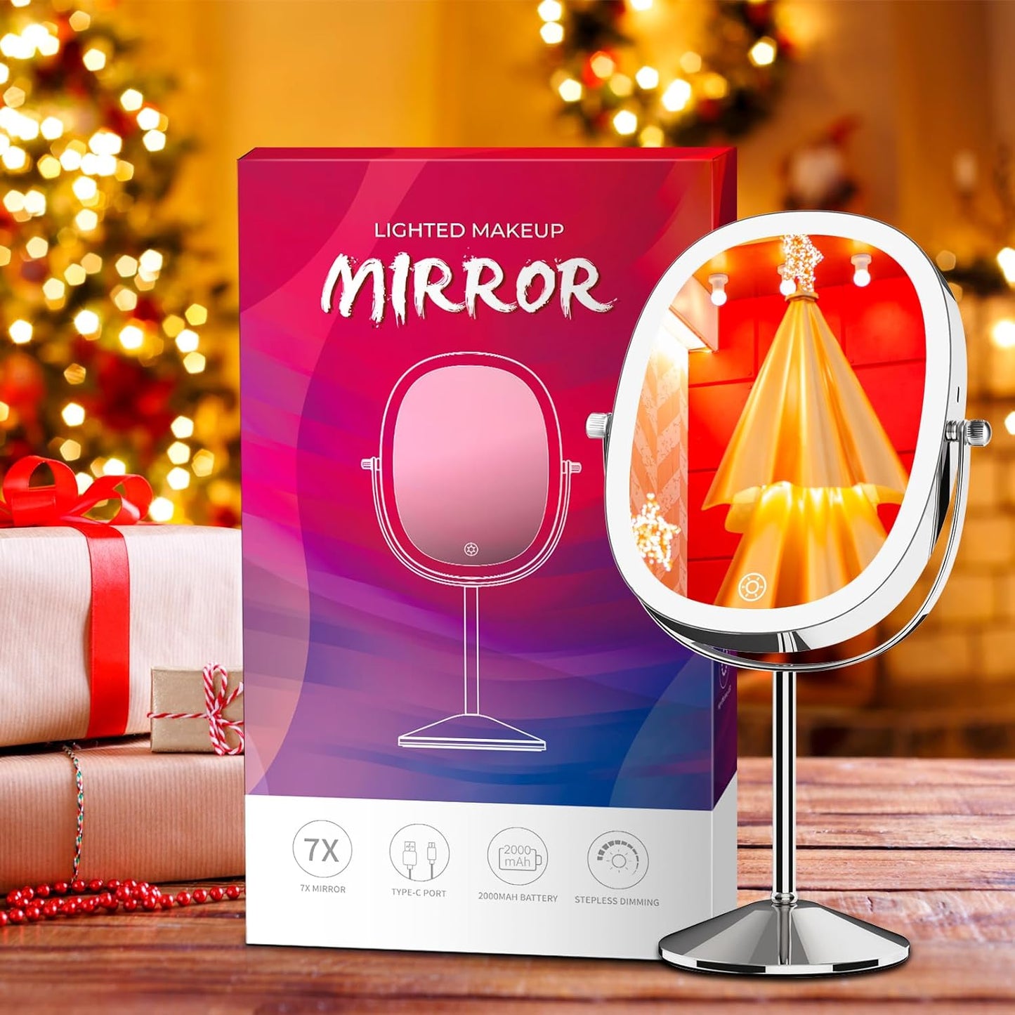 Funtouch 1X/7X Magnifying Makeup Mirror