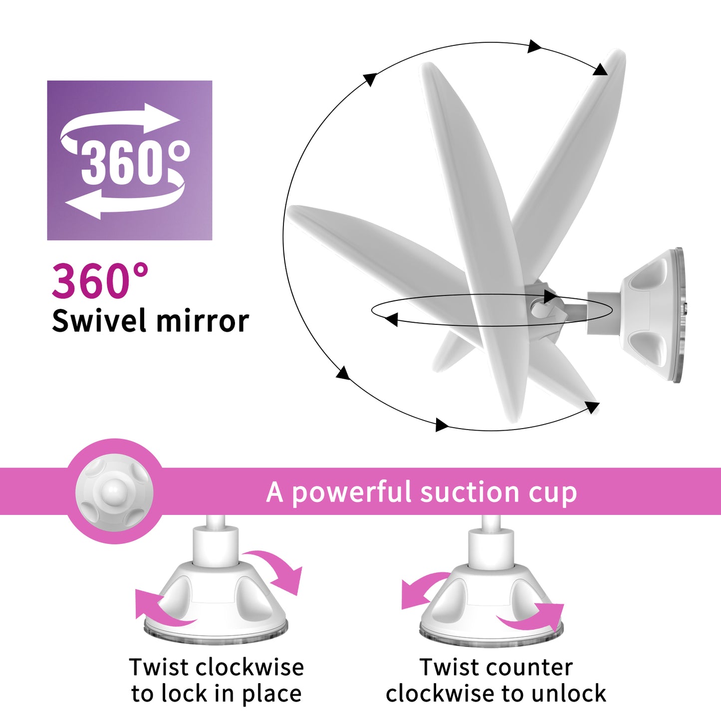 FUNTOUCH 20x Magnifying Makeup Mirror with 360° Rotation, Powerful Locking Suction Cup Vanity Mirror