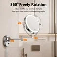 Funtouch 8" Round Alloy Steel Wall Mounted Bathroom Makeup Mirror w/ Plug-in AC Cord, Double Sided, Lighted 1X/10X Magnification, Silver