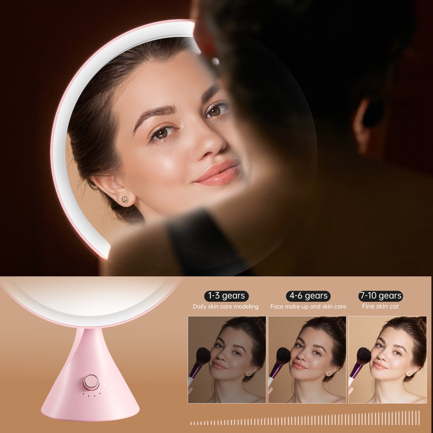 Vanity Mirror with Lights,9" Lighted Makeup Mirror with 3 Color Modes