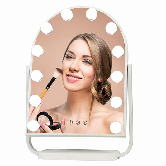 FUNTOUCH Arched Hollywood Vanity Makeup Mirror with Lights 12 Dimmable Bulbs White