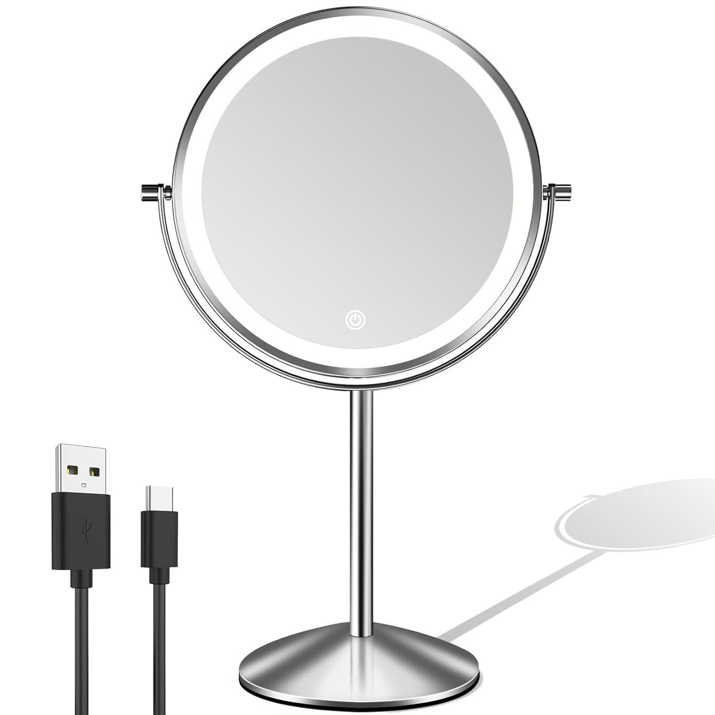 Funtouch Round LED 1x10x Magnifying Lighted Makeup Mirror