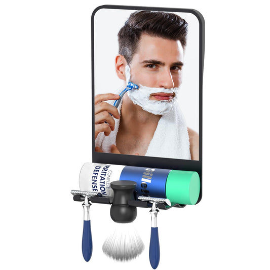 FUNTOUCH Shower Mirror Fogless for Shaving with Multiple Razor Holders, No-Drilling Adjustable Fogless Mirror