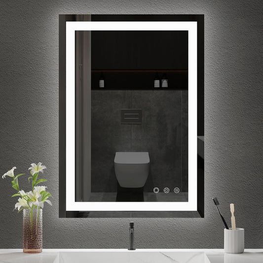 FUNTOUCH LED Bathroom Mirror - Anti-Fog, Stepless Dimmable 3 Color, UL Listed, IP54 Waterproof