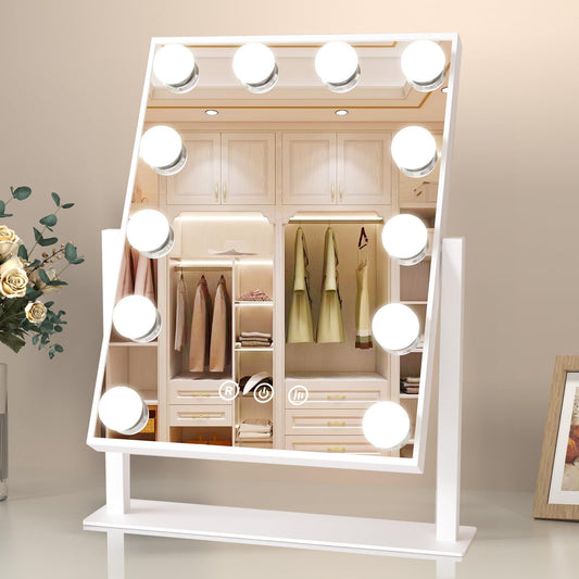 FUNTOUCH Hollywood Lighted Beauty Vanity Makeup Mirror with 12 Dimmable Bulbs & 3 Color Modes